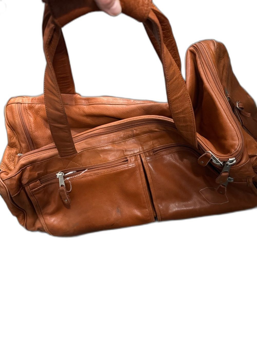Men's Leather Duffel Bag in Saddle Brown